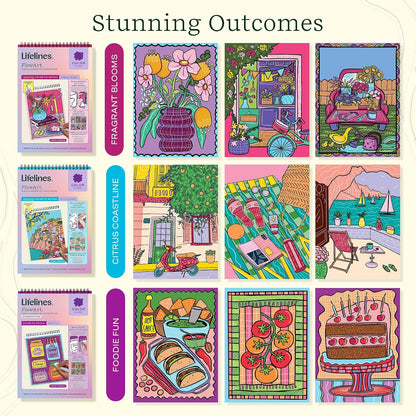 Lifelines FlowArt Mini Activity Pads, 3-Pack, Dot-by-Letter Coloring Books