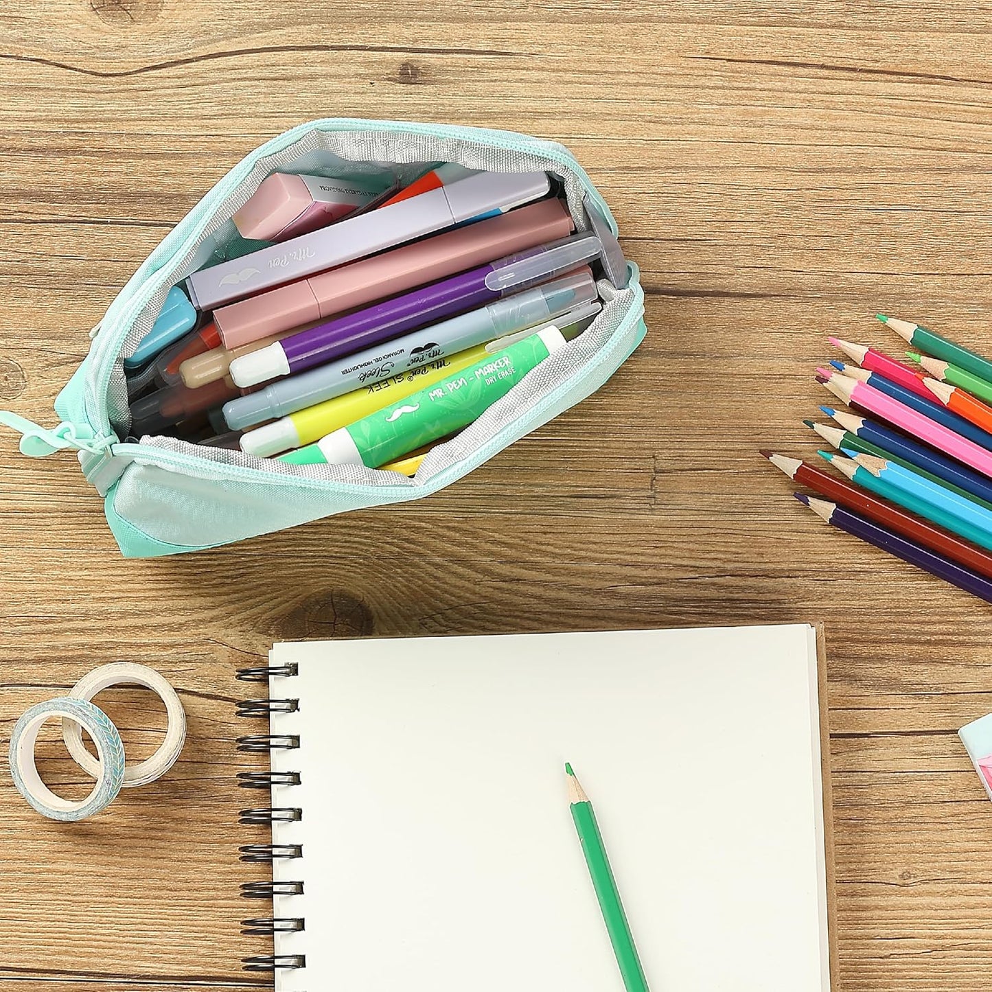 Mr. Pen- Wide-Opening Pencil Case, Triangle Design