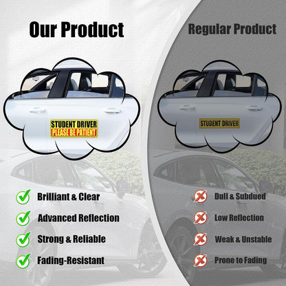 SINGARO Student Driver Magnet for Car - Please Be Patient, 3Pcs Magnetic Reflective Novice Sticker, New Driver Decal, Removable Exterior Car Accessories