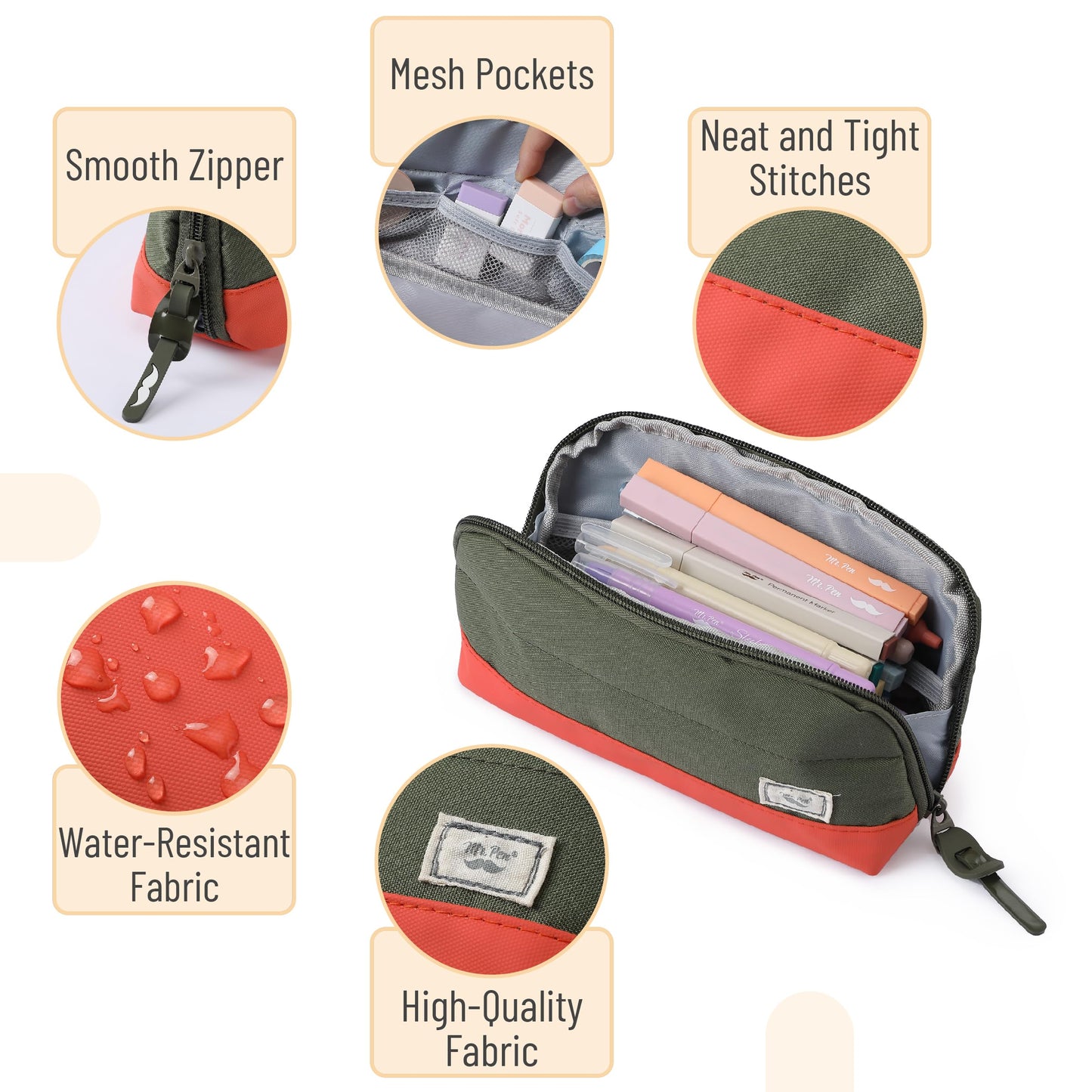 Mr. Pen- Wide-Opening Pencil Case, Triangle Design