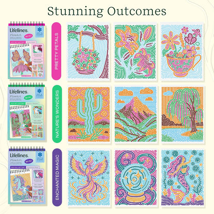 Lifelines FlowArt Mini Activity Pads, 3-Pack, Dot-by-Letter Coloring Books