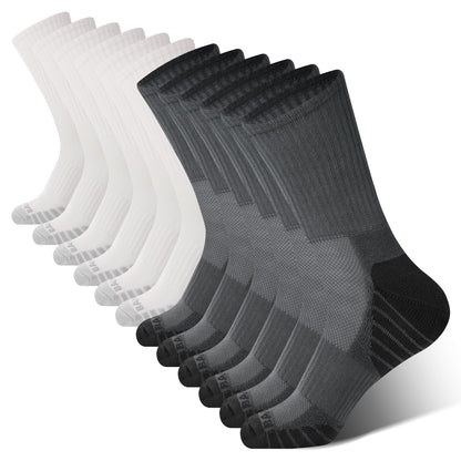 BAMBOO COOL Men's Crew Socks Athletic Cushioned Moisture Wicking 6 Pairs