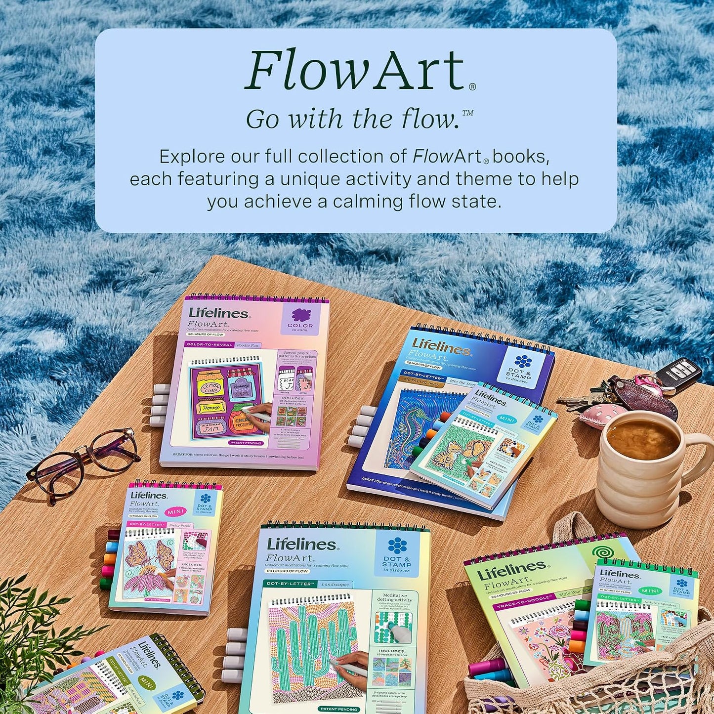 Lifelines FlowArt Mini Activity Pads, 3-Pack, Dot-by-Letter Coloring Books