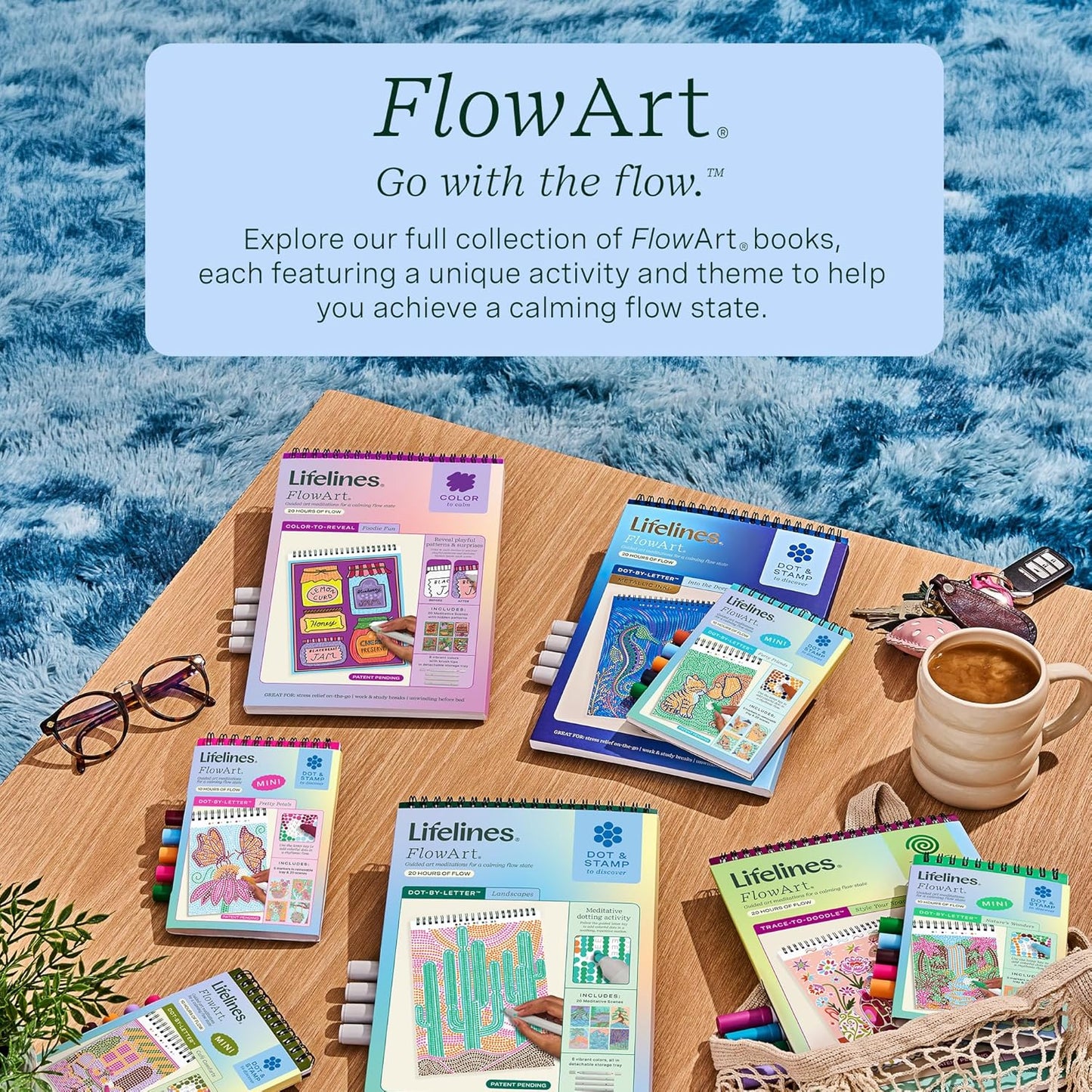 Lifelines FlowArt Mini Activity Pads, 3-Pack, Dot-by-Letter Coloring Books