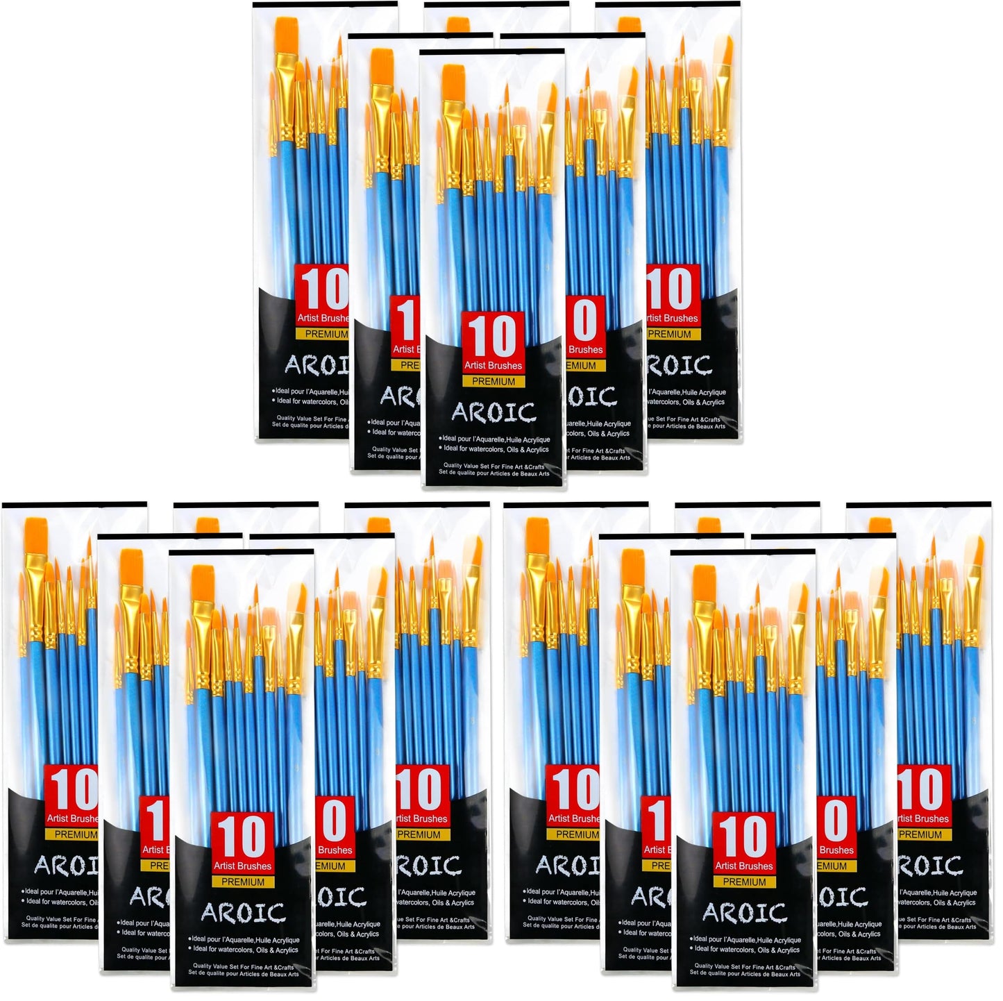 AROIC 10 Pcs Paint Brushes, Acrylic Oil Watercolor Painting Brush Set