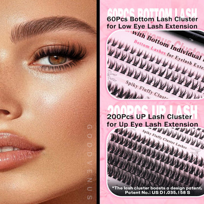 Goddvenus Pre-made Spikes Lash Clusters Wispy Manga Eyelash Clusters