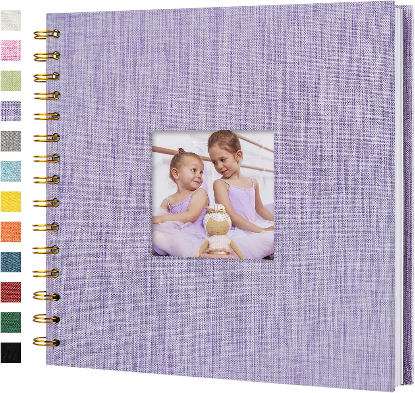 12"x12" Scrapbook Photo Album Linen Cover 40 Sheets 80 Pages White Paper