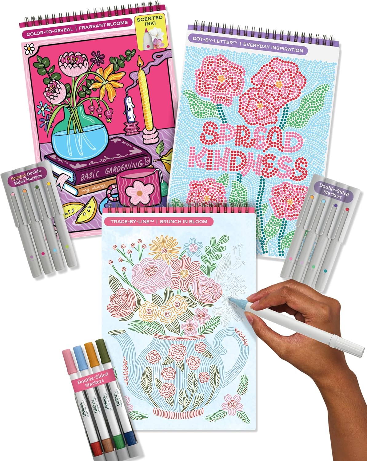 Lifelines FlowArt Mini Activity Pads, 3-Pack, Dot-by-Letter Coloring Books