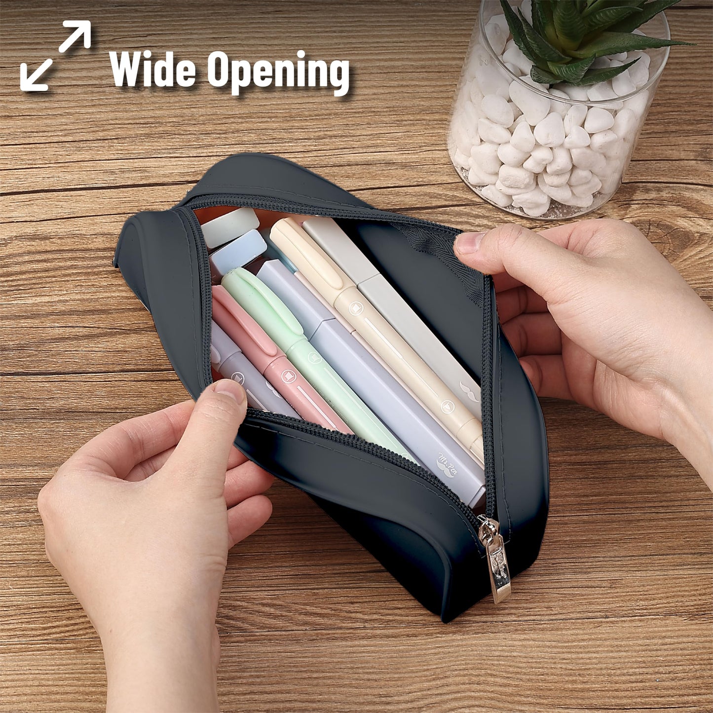 Mr. Pen- Silicone Pencil Case, Aesthetic Pencil Bag for Women, Makeup Pouch
