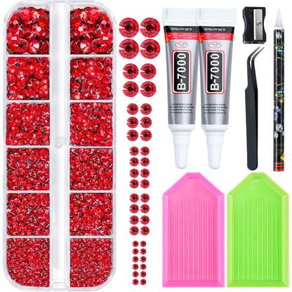 35000 Pcs Resin Jelly Rhinestones Kit, Multicolor 3mm Flatback Rhinestones with 4 Pcs B7000 Jewelry Glue & Tools, All-in-One Bedazzling Kit for DIY Arts & Crafts Gifts