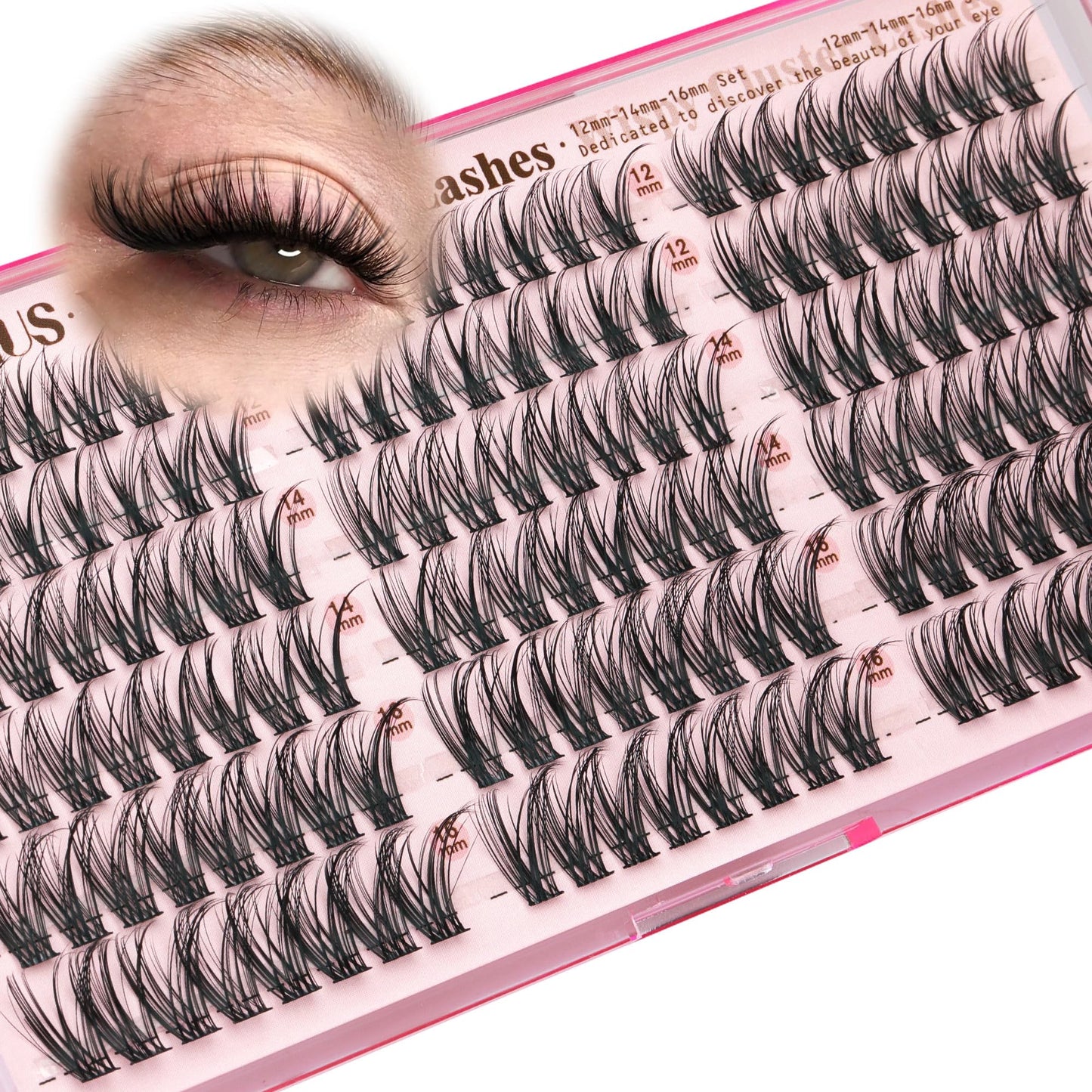 Goddvenus Brown Wispy Eye Lash Clusters Kit Natural Cluster Eyelash Extensions Kit False Eyelash Clusters Fluffy DIY Individual Lash Extensions Kit C Curl
