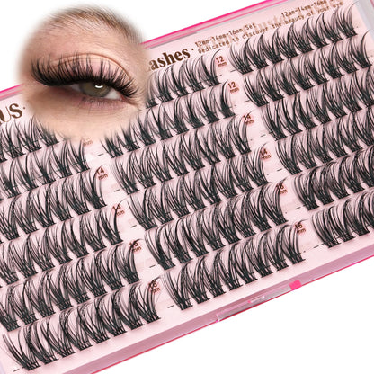 Goddvenus Brown Wispy Eye Lash Clusters Kit Natural Cluster Eyelash Extensions Kit False Eyelash Clusters Fluffy DIY Individual Lash Extensions Kit C Curl