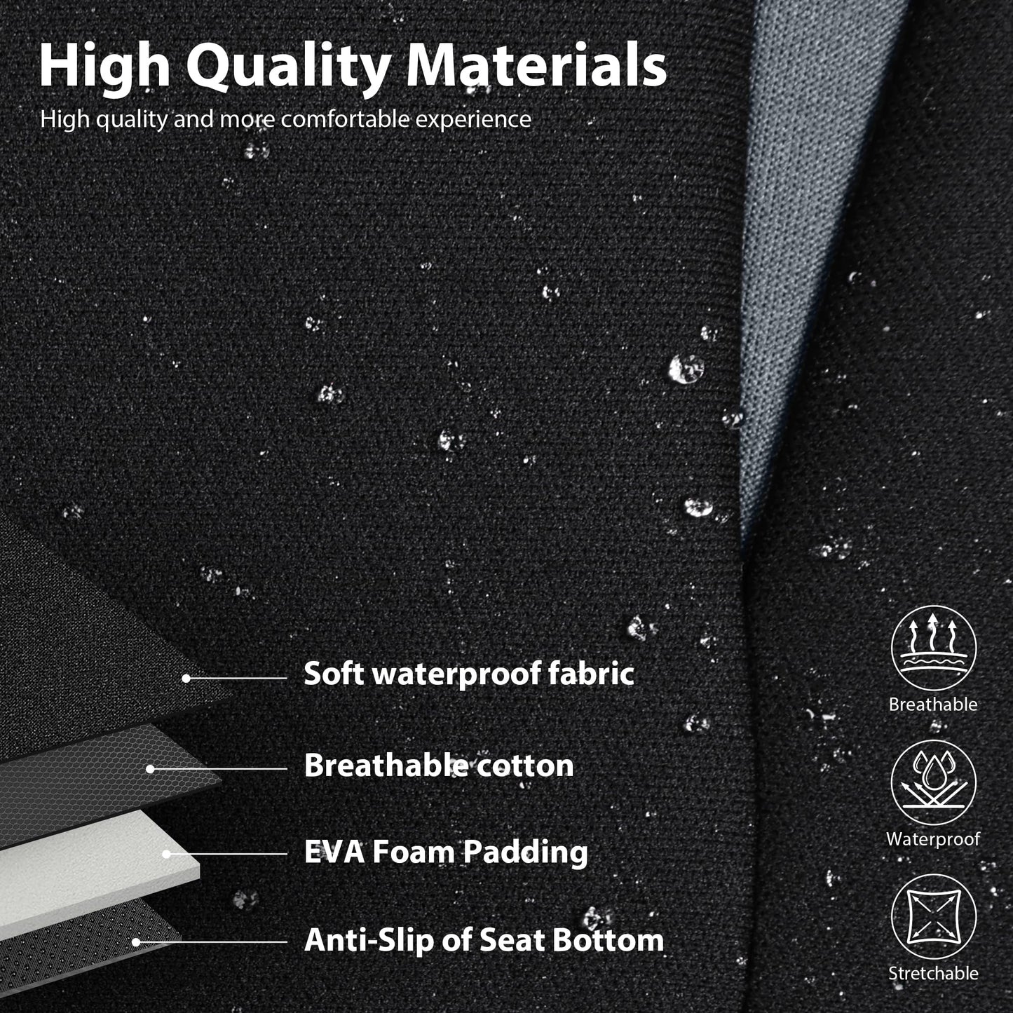 CAR PASS Waterproof Car Seat Covers Front Seats Only with 5mm Composite EVA, Neoprene Car Seat Cover with Separate Headrest Cover, Quick Setup Universal Fit for Car SUV Trucks,Airbag Compatible（Gray