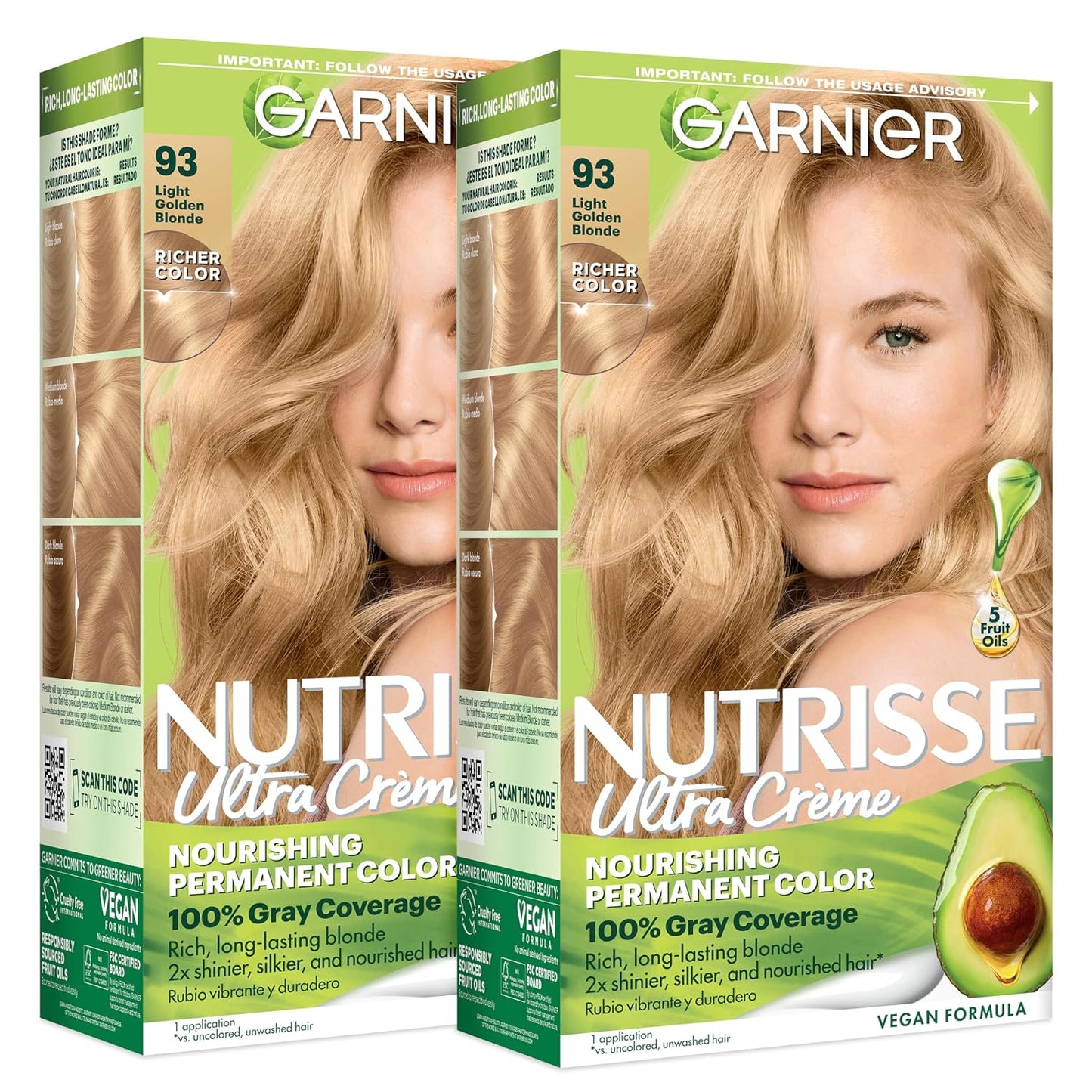 Garnier Nutrisse Ultra Crème Hair Color, Permanent Hair Dye with 100% Gray Coverage, Vegan & Cruelty-Free, 33 Darkest Golden Brown (Caramel Fudge), 1 Count