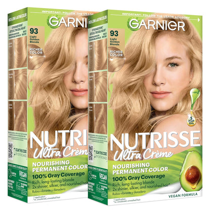 Garnier Nutrisse Ultra Crème Hair Color, Permanent Hair Dye with 100% Gray Coverage, Vegan & Cruelty-Free, 33 Darkest Golden Brown (Caramel Fudge), 1 Count