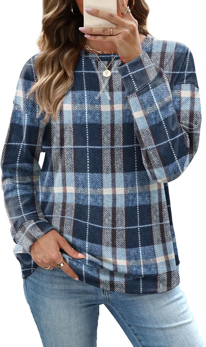 RUMIA Women's Crew Neck Sweatshirt Long Sleeve Tops for Women Fall Clothes