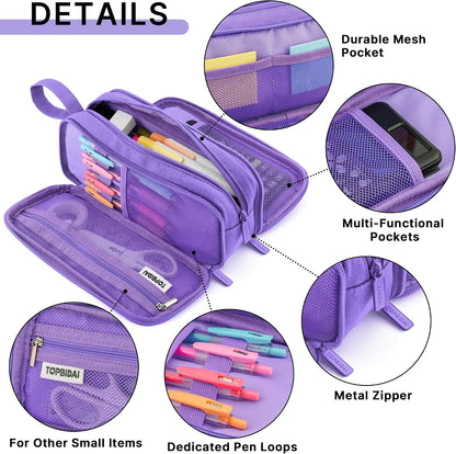 TOPBIDAI Large Pencil Case Pouch for Girls Boy Women Men Adults