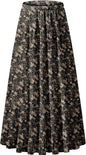 NASHALYLY Women's Chiffon Elastic High Waist Pleated A-Line Maxi Skirts