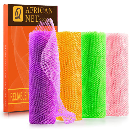 UJFQBH African Net Sponge Authenti, Exfoliating Body Scrubber for Back and Hard to Reach Areas, Gentle Daily Exfoliation for Deep Cleansing, Quick Drying Shower Essential, Aqua Grey 3 Pack