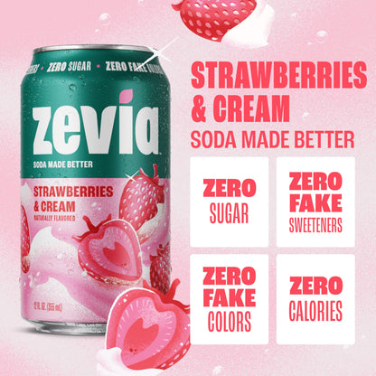 Zevia Zero Sugar Soda, Cola, 12 oz Cans (24-Pack) – Naturally Sweetened, Zero Calorie Sugar Free Soda - Non-GMO Project Verified, Gluten-Free, Vegan