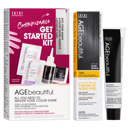 AGE beautiful Permanent Hair Color Cream, 100% Gray Coverage Hair Dye with Biotin Anti-Aging Formula for Fuller, Thicker Hair, Professional Salon Quality