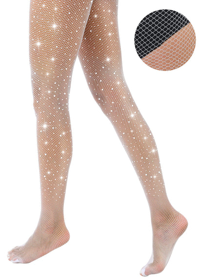 VEBZIN Sparkly Fishnets Stockings High Waist Tights for Women