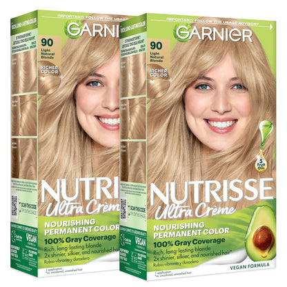 Garnier Nutrisse Ultra Crème Hair Color, Permanent Hair Dye with 100% Gray Coverage, Vegan & Cruelty-Free, 33 Darkest Golden Brown (Caramel Fudge), 1 Count