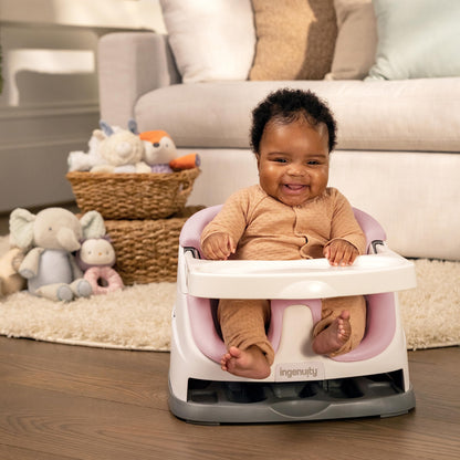 Ingenuity Baby Base 2-in-1 Booster Feeding and Floor Seat with Self-Storing Tray - Cashmere