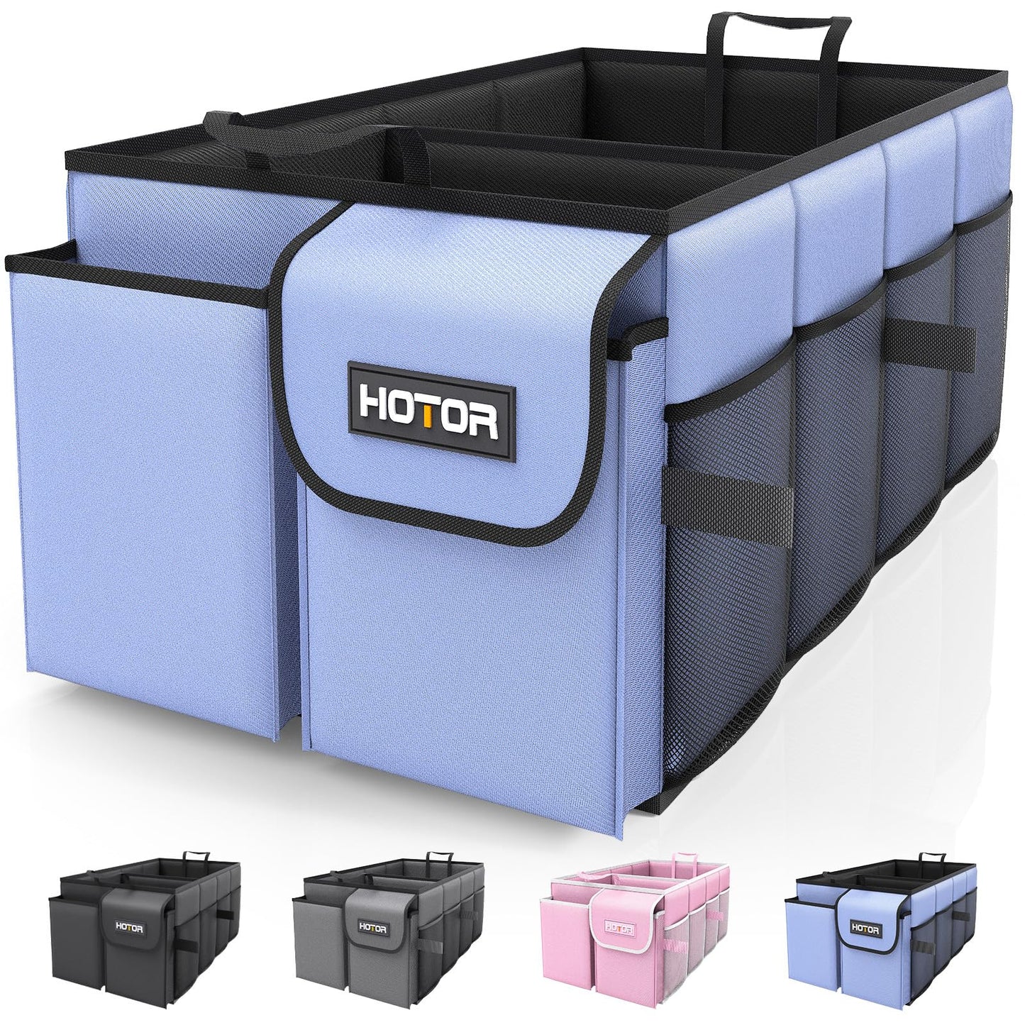 HOTOR Trunk Organizer - Foldable Car Organizer for SUVs & Sedans Storage