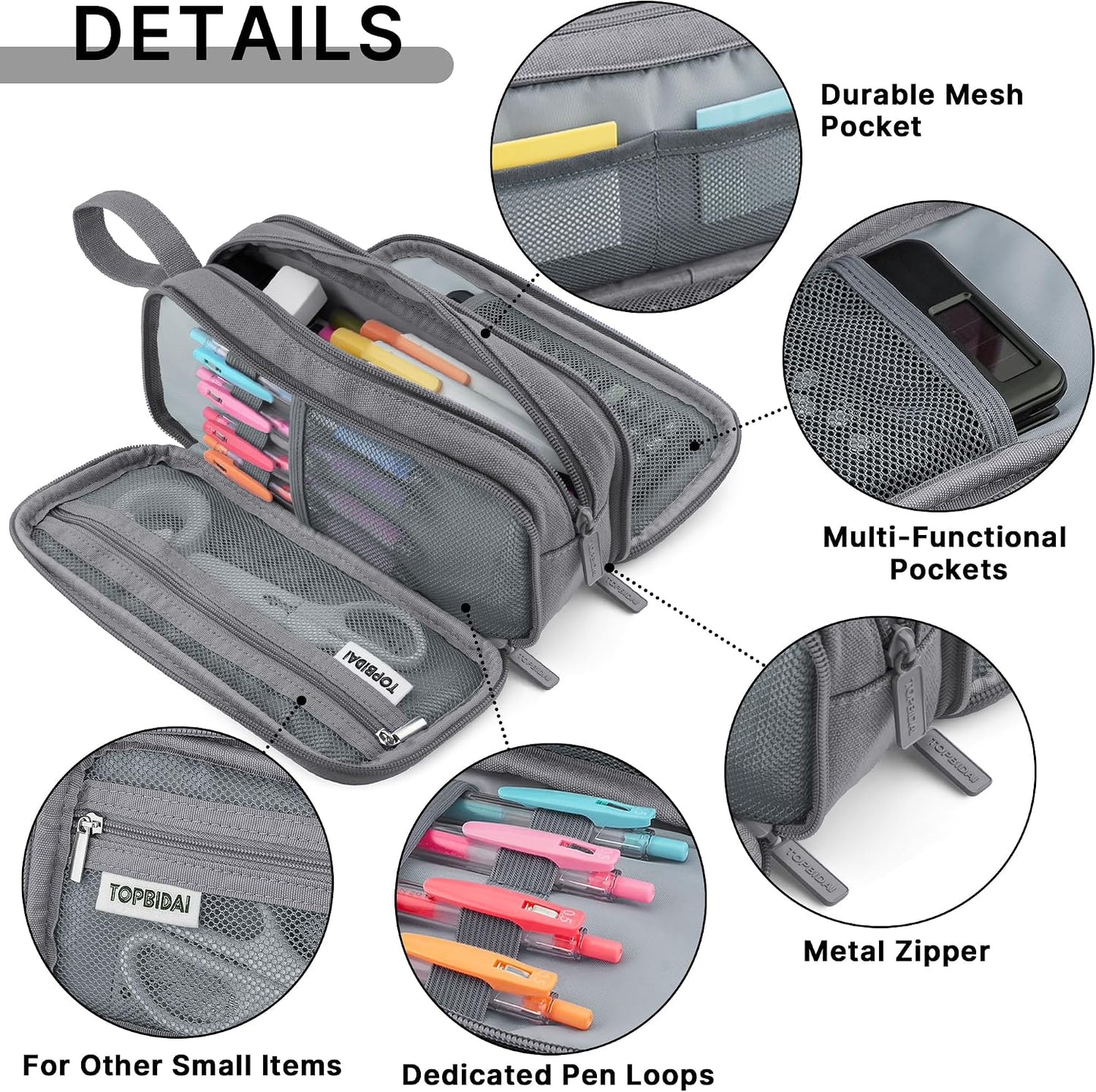 TOPBIDAI Large Pencil Case Pouch for Girls Boy Women Men Adults