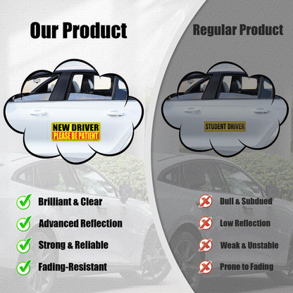 SINGARO Student Driver Magnet for Car - Please Be Patient, 3Pcs Magnetic Reflective Novice Sticker, New Driver Decal, Removable Exterior Car Accessories