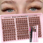 Goddvenus Brown Wispy Eye Lash Clusters Kit Natural Cluster Eyelash Extensions Kit False Eyelash Clusters Fluffy DIY Individual Lash Extensions Kit C Curl