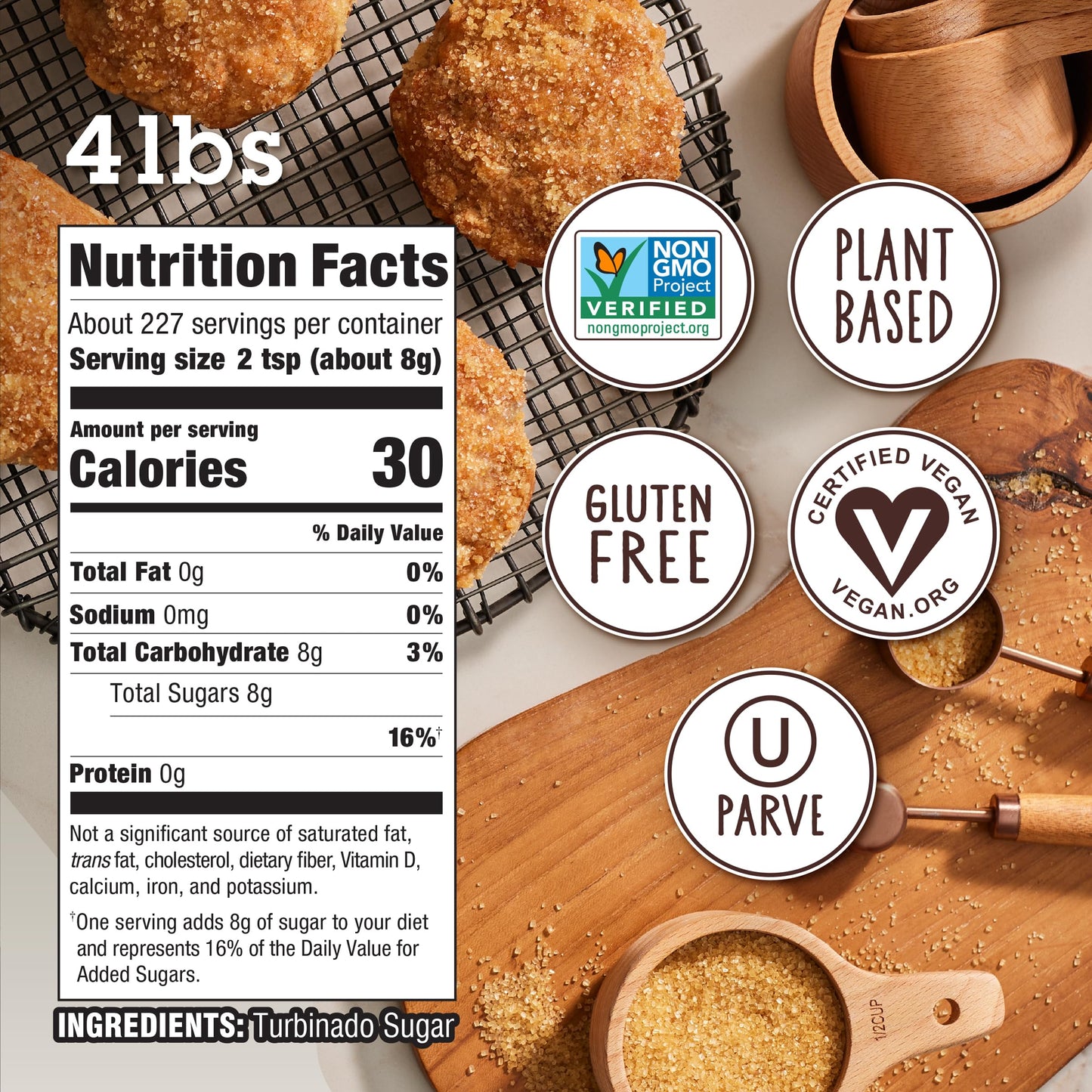 In The Raw Granulated Turbinado Cane Sugar, 2 lb Box, Pure, All-Natural Turbinado Sugar, Non-GMO Project Verified, Kosher, Vegan and Gluten Free (Pack of 12)