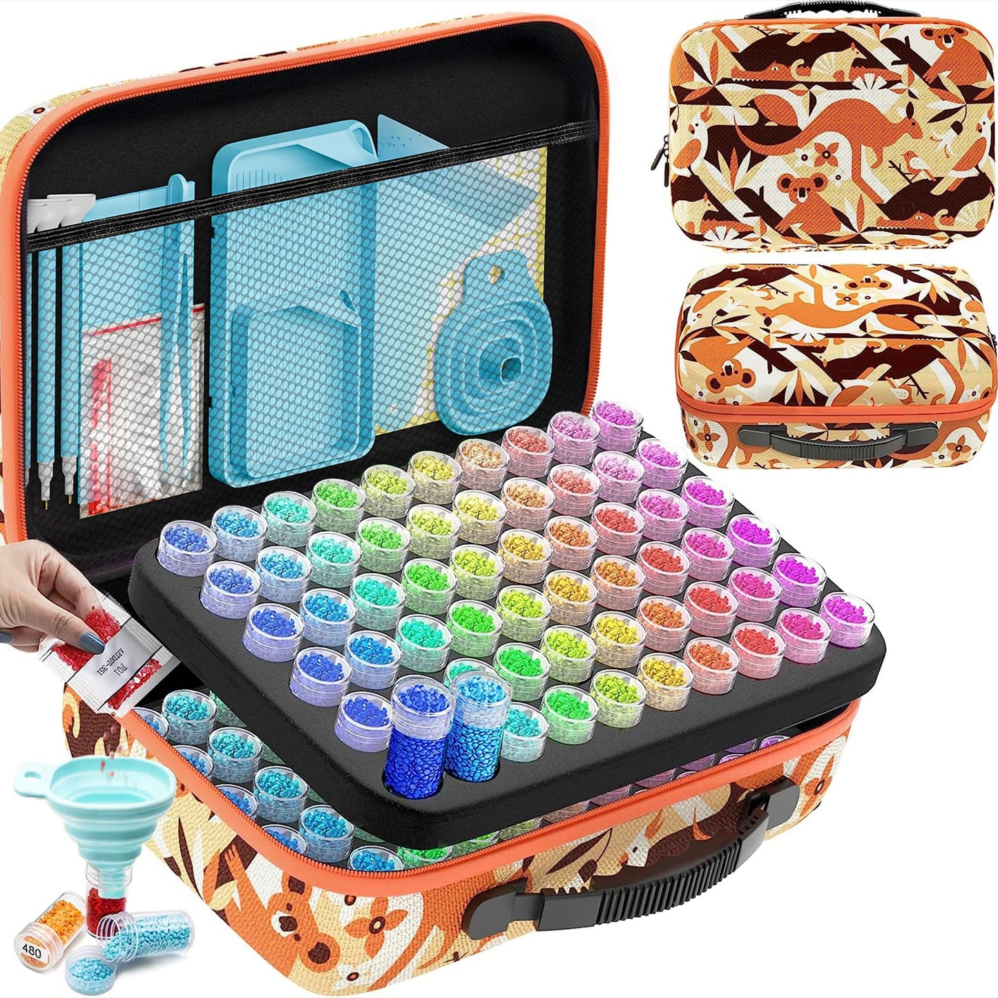 ARTDOT 60 Slots Storage Container for Diamond Art Kits for Adults, Portable Bead Storage Boxes for Diamond Painting Accessories and Tools