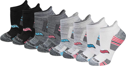 Saucony Women's RunDry Performance Heel Tab Athletic Socks, Available in S-L (8, 16, 24 Pairs)