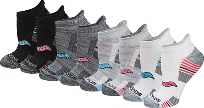 Saucony Women's RunDry Performance Heel Tab Athletic Socks, Available in S-L (8, 16, 24 Pairs)