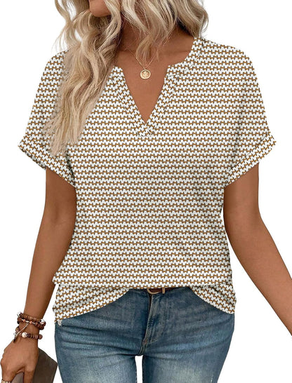 WIHOLL Womens Blouses Spring Tops Short Sleeve Shirts Dressy Casual Summer Vacation Fashion Clothing 2026