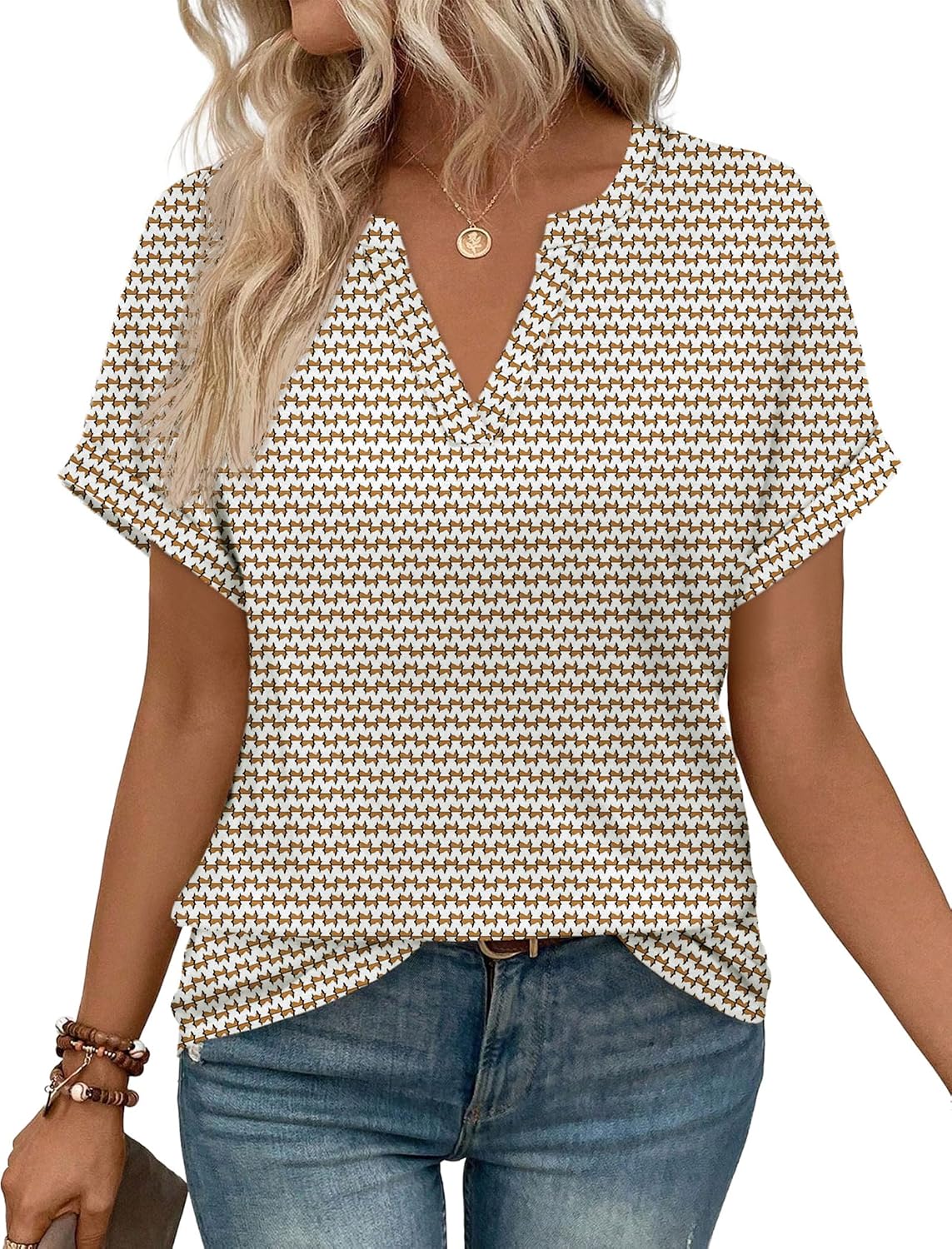 WIHOLL Womens Blouses Spring Tops Short Sleeve Shirts Dressy Casual Summer Vacation Fashion Clothing 2026