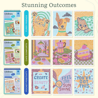 Lifelines FlowArt Mini Activity Pads, 3-Pack, Dot-by-Letter Coloring Books