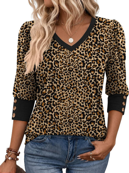 Zeagoo Womens 3/4 Sleeve V Neck T Shirts Dressy Casual Tops