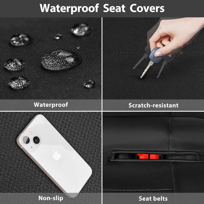 CAR PASS Waterproof Car Seat Covers Front Seats Only with 5mm Composite EVA, Neoprene Car Seat Cover with Separate Headrest Cover, Quick Setup Universal Fit for Car SUV Trucks,Airbag Compatible（Gray