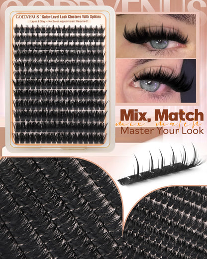 Goddvenus Pre-made Spikes Lash Clusters Wispy Manga Eyelash Clusters