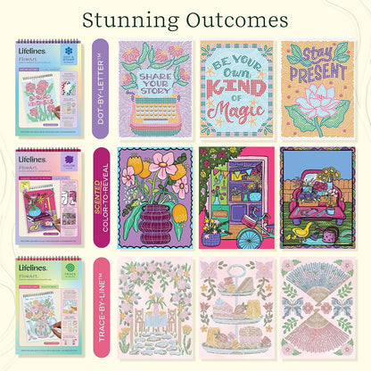 Lifelines FlowArt Mini Activity Pads, 3-Pack, Dot-by-Letter Coloring Books