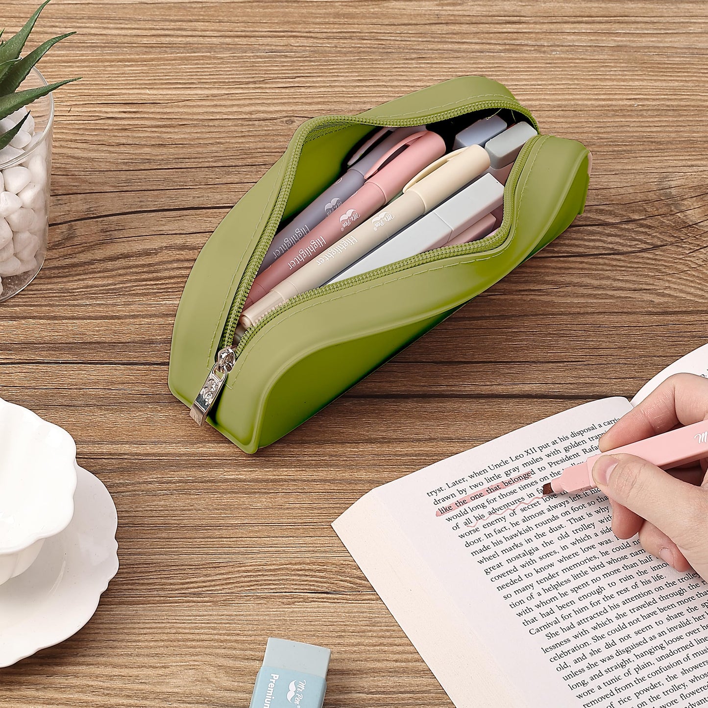 Mr. Pen- Silicone Pencil Case, Aesthetic Pencil Bag for Women, Makeup Pouch