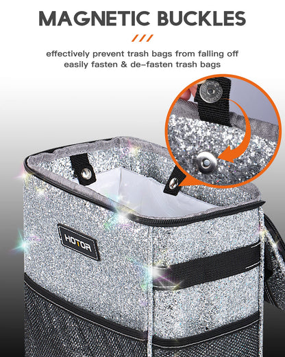 HOTOR Car Trash Can, Leakproof Car Organizer, 2-Gallon, Black