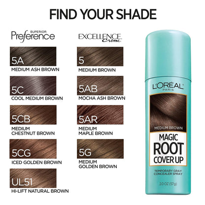 L'Oreal Paris Magic Root Cover Up Gray Hair Spray, 100% Gray Hair Coverage with Buildable, Lightweight, Transfer-Resistant, and Temporary Formula, Ammonia-Free, Dark Blonde, 2 oz (1 Count)
