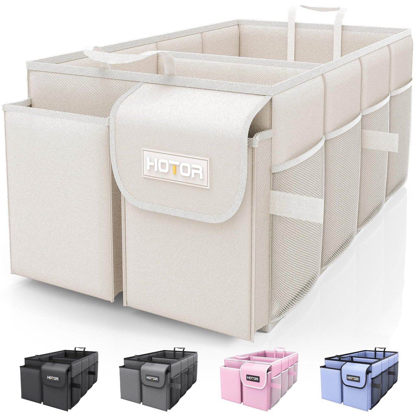 HOTOR Trunk Organizer - Foldable Car Organizer for SUVs & Sedans Storage