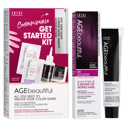 AGE beautiful Permanent Hair Color Cream, 100% Gray Coverage Hair Dye with Biotin Anti-Aging Formula for Fuller, Thicker Hair, Professional Salon Quality