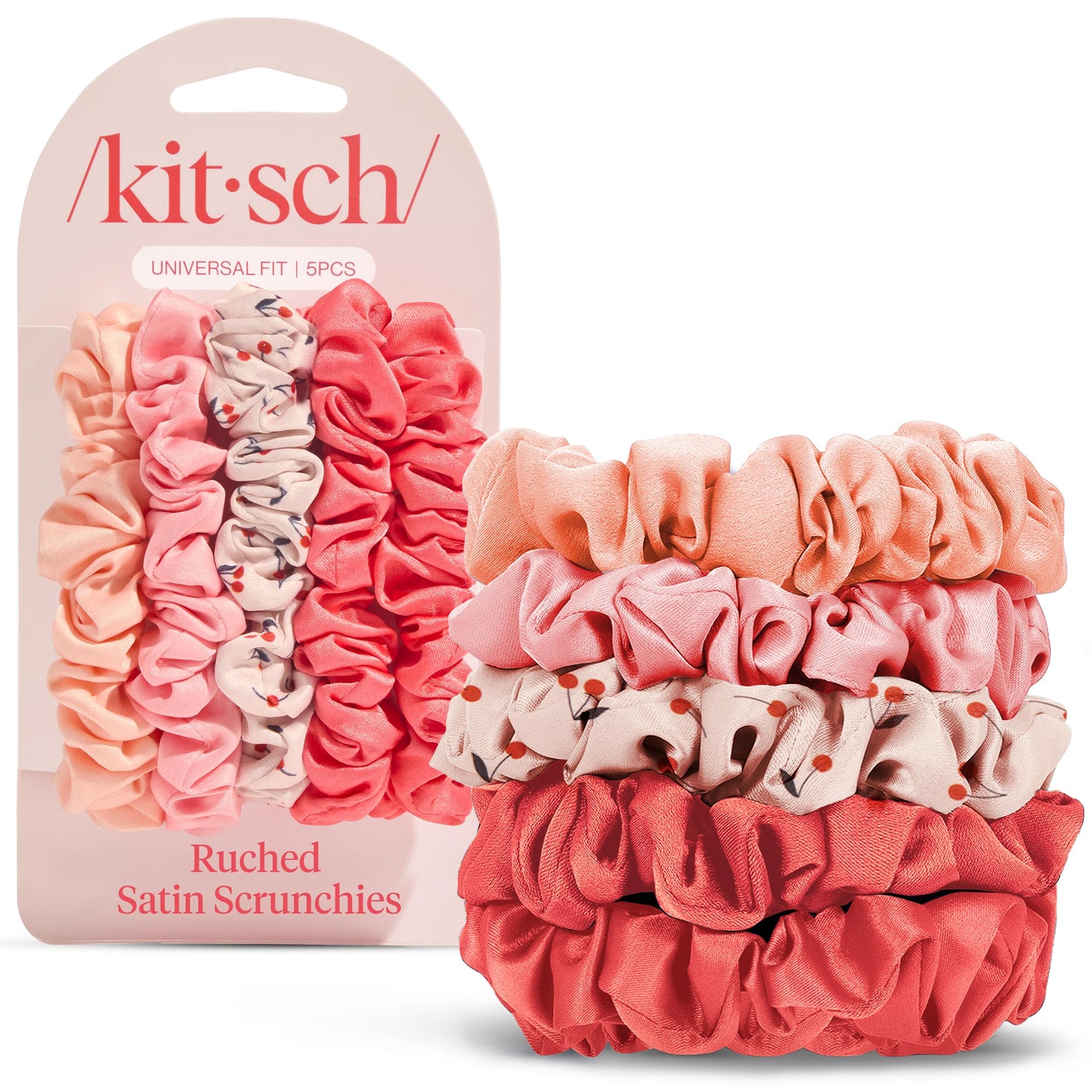 Kitsch Ultra-Petite Satin Scrunchies for Women - Eucalyptus, 6pcs