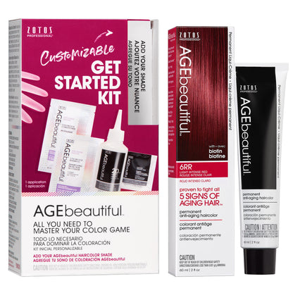 AGE beautiful Permanent Hair Color Cream, 100% Gray Coverage Hair Dye with Biotin Anti-Aging Formula for Fuller, Thicker Hair, Professional Salon Quality